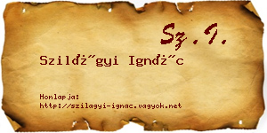 Szilágyi Ignác névjegykártya